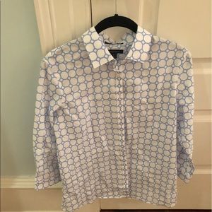 baby blue and white geometric button down